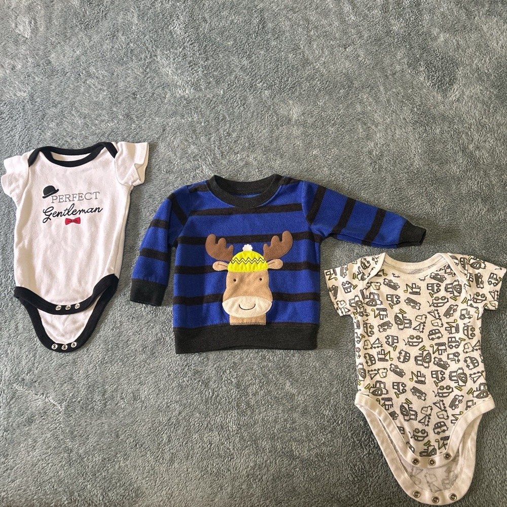 BABY BOY CLOTHES LOT - 3 PIECES | SIZE 0-3 MONTHS | CARTER'S, TCP - Picture 1 of 5